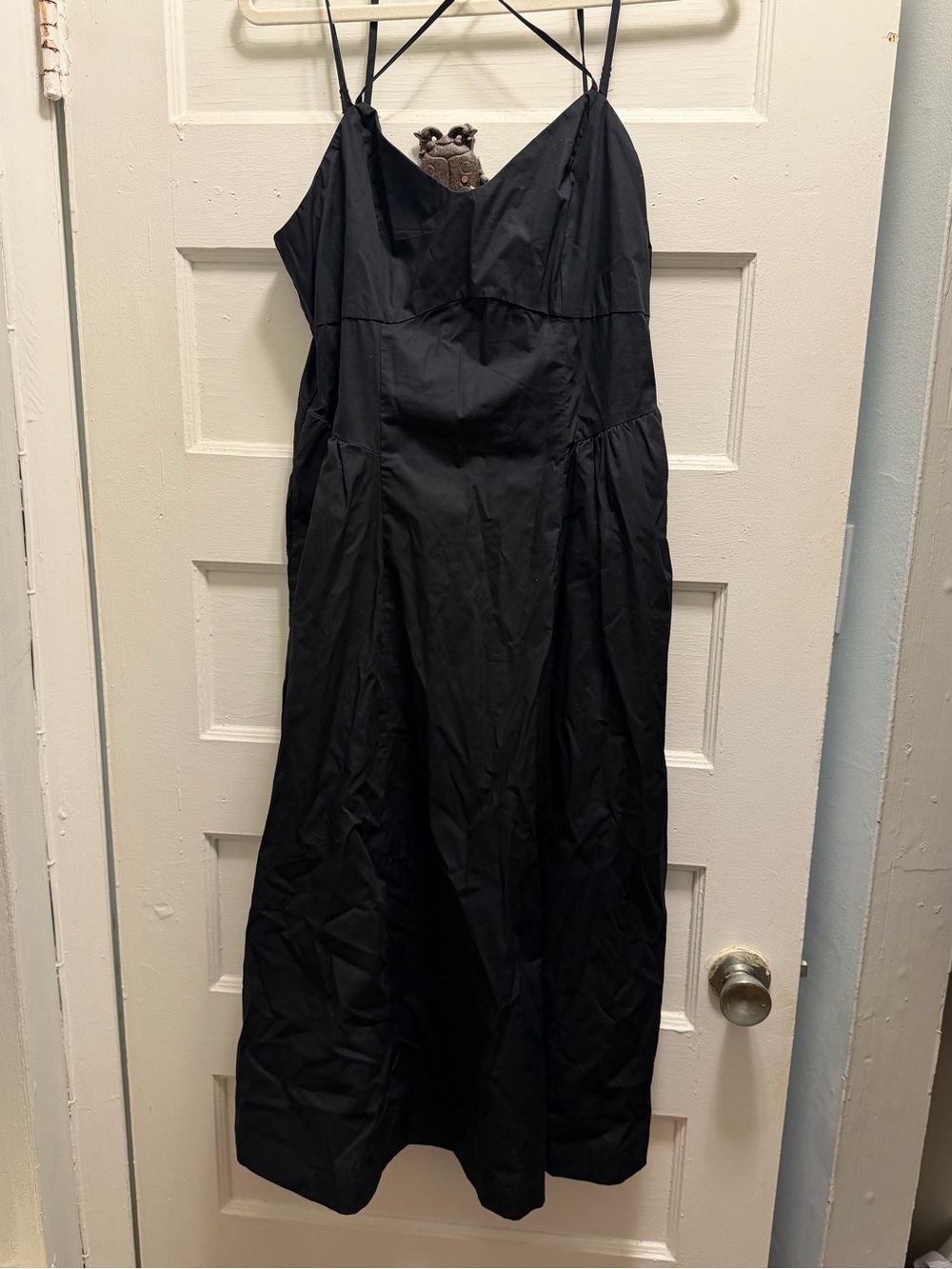 Target Black Midi Dress with Smocked Bodice and Crisscross Spaghetti Straps